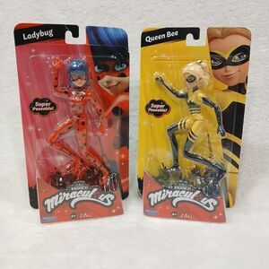 Miraculous Action Figures Lot Of 2 Zag Heroez Queen Bee Ladybug Poseable 5"New